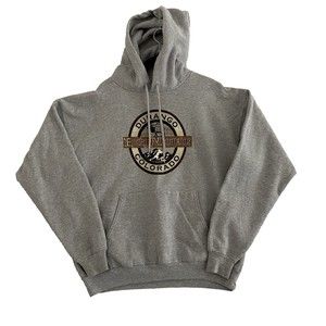 Durango Colorado Rocky Mountains Hooded Hoodie Sweatshirt Men's Large Gray